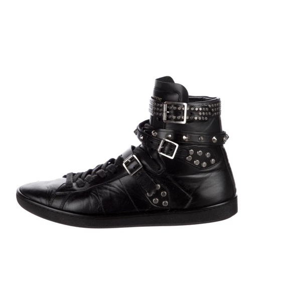 saint laurent leather studded accents sneakers - Picture 2 of 6